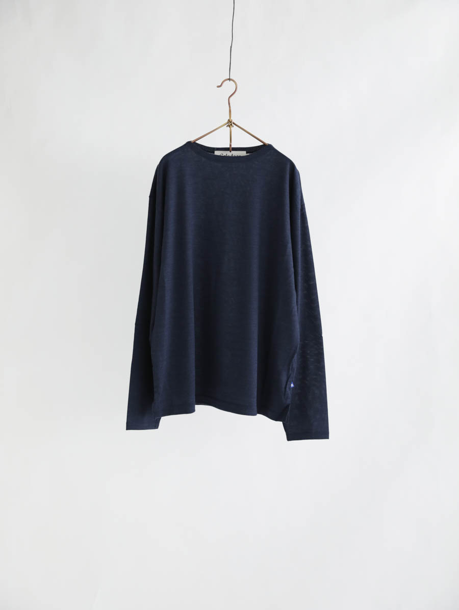 Caledoor カレドアー メリノウールロングスリーブTシャツ(ライトネイビー) メイン画像