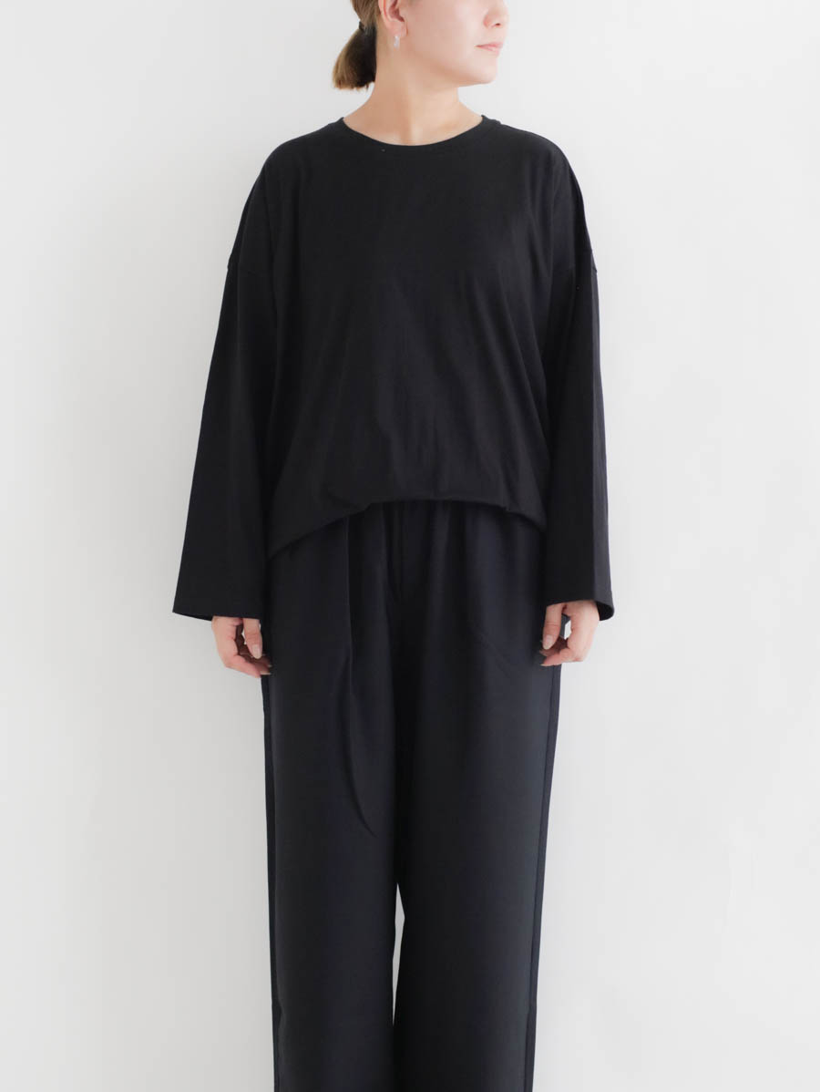 HARVESTY ハーべスティ オーガニックコットンバックプリーツT(ブラック) メイン画像