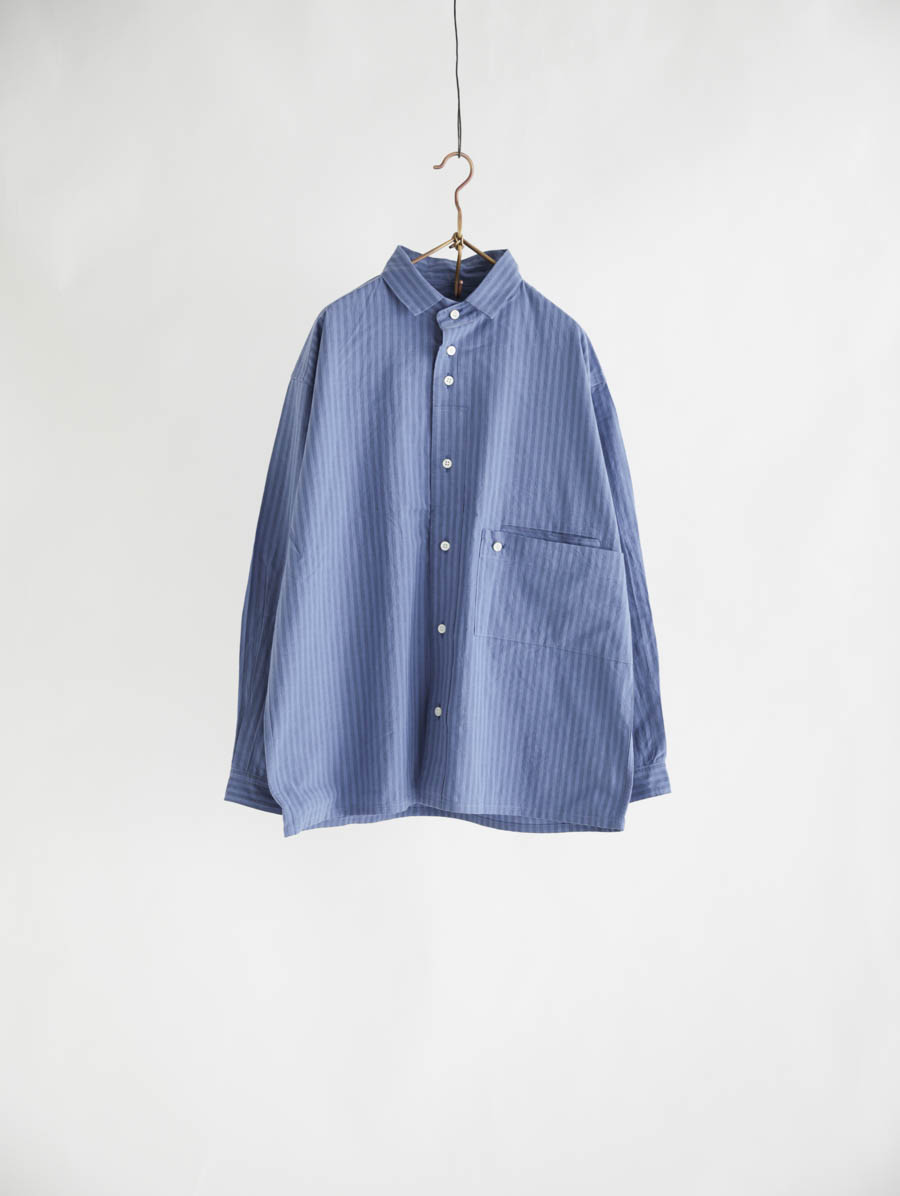 nisica ニシカ ストライプレギュラーカラーシャツ(パープル) メイン画像