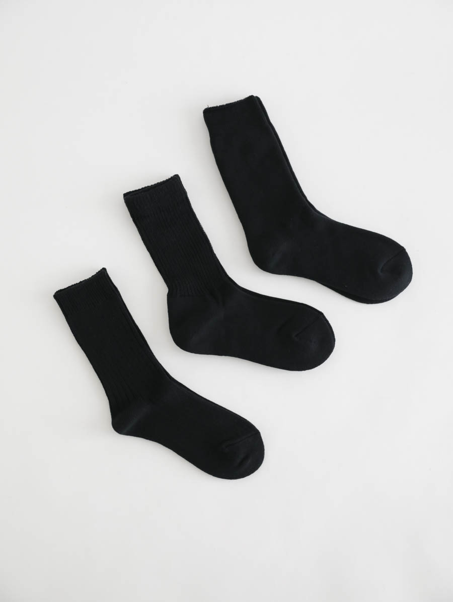 ROTOTO ロトト オーガニックデイリー3パッククルーソックス(ブラック) メイン画像