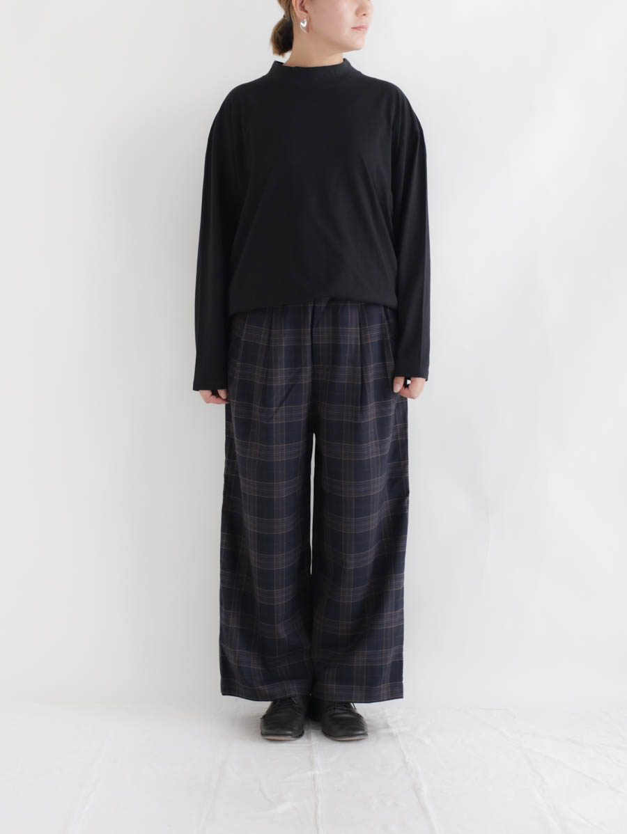 TRAVAIL MANUEL トラヴァイユマニュアル トロチェック2タックワイドパンツ（ネイビー） メイン画像