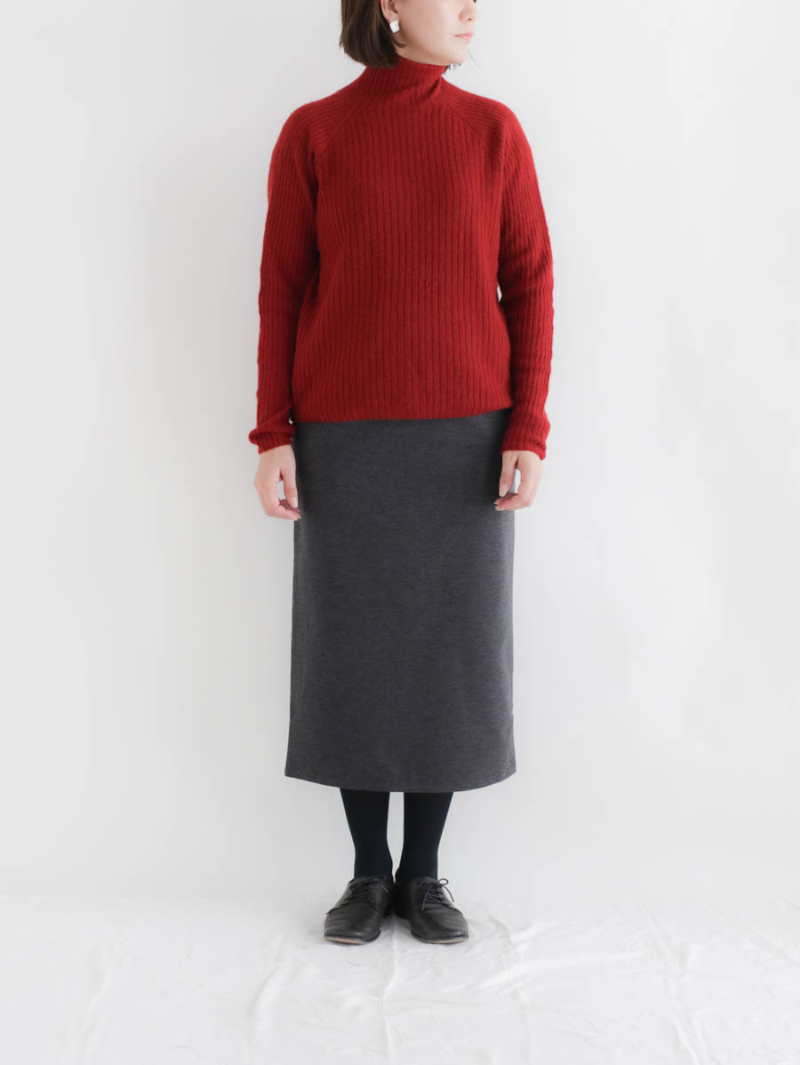 TRAVAIL MANUEL トラヴァイユマニュアル ミラノリブロングタイトスカート(チャコール) メイン画像